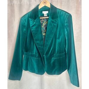 Worthington Emerald Velvet Blazer Size 16